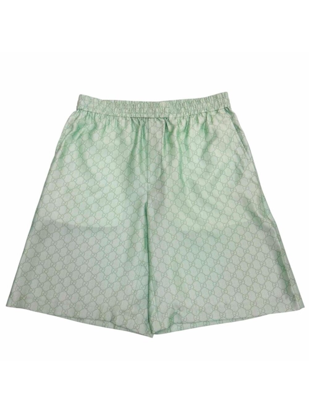 Gucci Yuko Higuchi Silk 100% GG Pattern Shorts Light Green IT 48